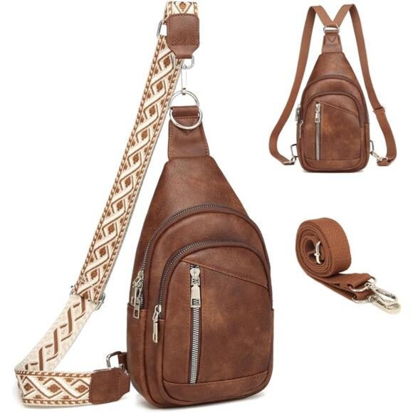 Sling Bag Crossbody Backpack in Leather Cross Body Bag Fanny
